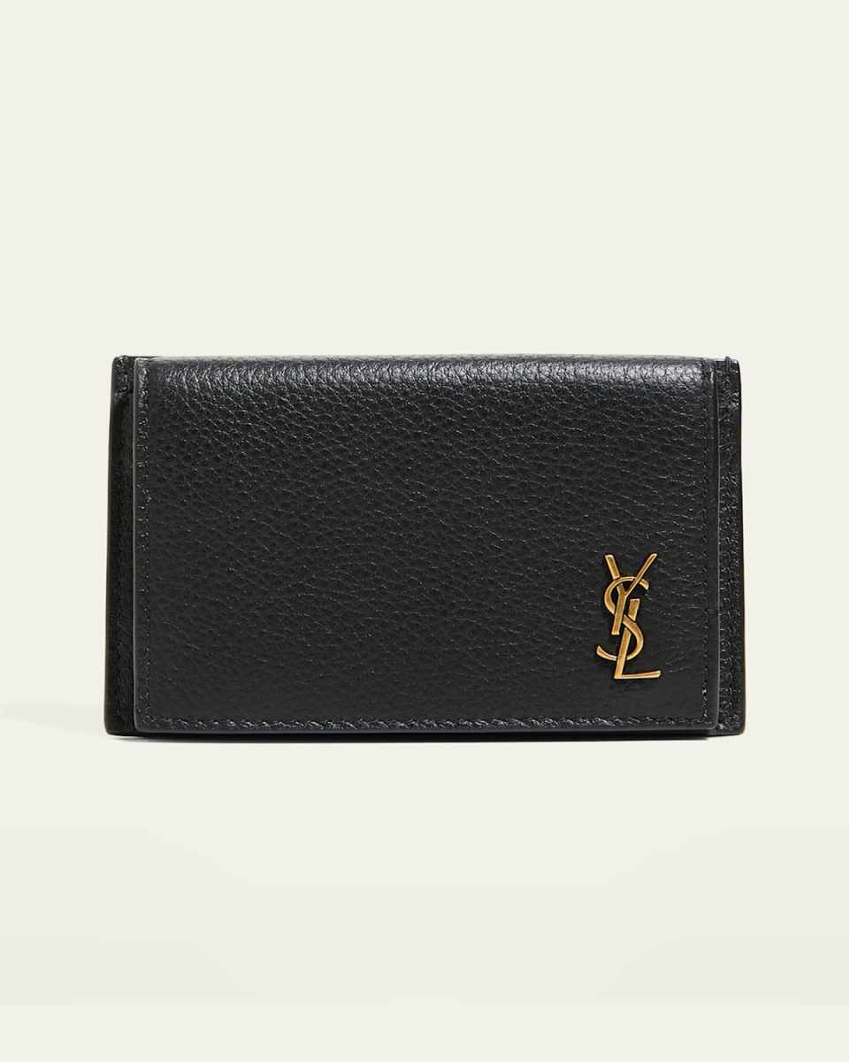 YSL Tiny Monogram Flap Card Case in Leather